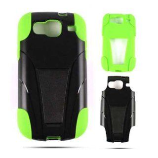 1 PIECE ACCESSORY CASE COVER FOR SAMSUNG SCH I425 A017 GREEN SKIN BLACK SNAP STAND: Cell Phones & Accessories