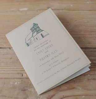 bespoke illustrated order of service booklet by charlie scribble