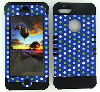 3 IN 1 HYBRID SILICONE COVER FOR APPLE IPHONE 5 HARD CASE SOFT BLACK RUBBER SKIN POLKA DOTS BK TE433 KOOL KASE ROCKER CELL PHONE ACCESSORY EXCLUSIVE BY MANDMWIRELESS: Cell Phones & Accessories