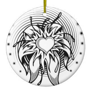 Flower Heart Tattoo Design with a spiral Christmas Ornament