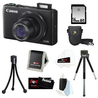 Canon PowerShot S120 12.1 MP CMOS Digital Camera Bundle with 16GB SD Memory Card + Deluxe Point & Shoot Camera Case + 8 inch Tripod and Accessory Kit : Camera & Photo