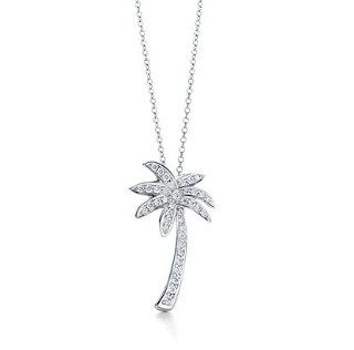 Sterling Silver Designer Inspired CZ Palm Tree Pendant: Pendant Necklaces: Jewelry