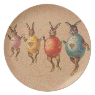 Vintage Easter Bunnies Dancing with Egg Costumes Party Plates
