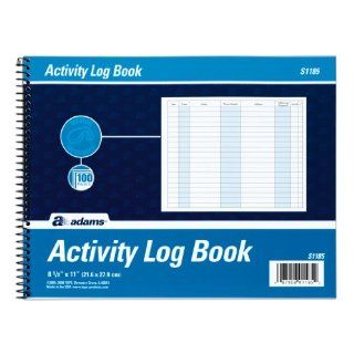 Adams Activity Log Book, Spiral Bound, 8.5 x 11 Inches, 100 Pages, White (S1185ABF) : Office Guest Registry Books : Office Products