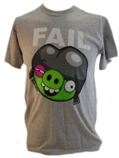 Angry Birds Mens T Shirt   "Epic Fail" Fail Bruised Pig Graphic on Gray: Clothing