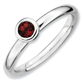 Stackable Expressions™ Garnet Solitaire Low Profile Ring in Sterling
