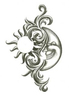 Iron Tribal Sun & Moon Temporary Body Art Tattoos 2.5" x 3.5": Apparel Accessories: Clothing