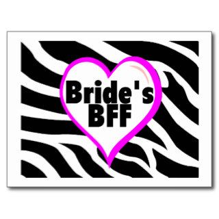 Brides BFF (Heart Zebra Print) Post Card