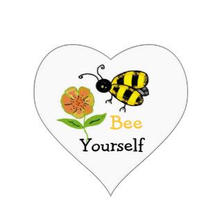 Bee Yourself Bumble Bee Design Heart Stickers
