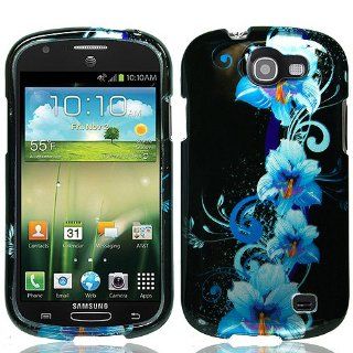 Blue Flower Hard Cover Case for Samsung Galaxy Express SGH I437 Cell Phones & Accessories
