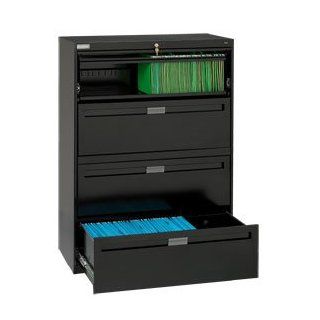 Deluxe Retracting Front Lateral File Cabinet 36"W X 52"H   Black : Office Products