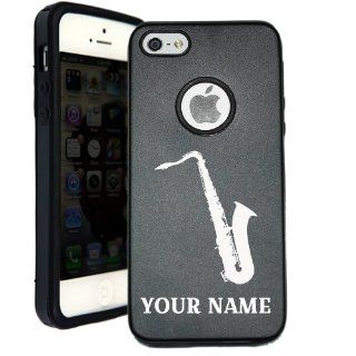 SudysAccessories Personalized Customized Custom Saxophone iPhone 5 Case iPhone 5S Case   MetalTouch Black Aluminium Shell With Silicone Inner Protective Designer Case Personalized For FREE(Send us an  email after purchase with your choice of NAME): Cell Ph