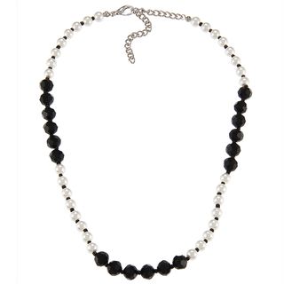 Alexa Starr Silvertone Black and White Faux Pearl Blocked Short Necklace Alexa Starr Fashion Necklaces
