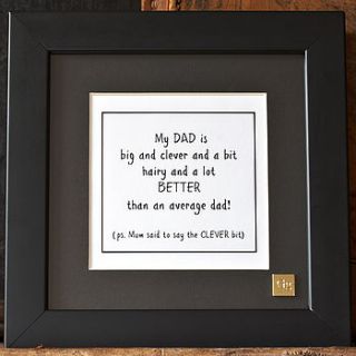 framed 'hairy dad' print by gorgeous graffiti