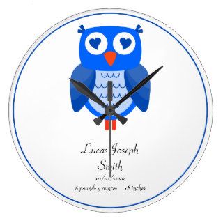 Blue Owl Baby Round Wallclock