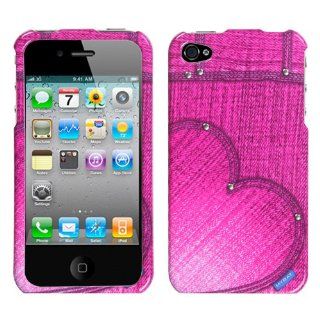 MYBAT Blushing Heart Jean Phone Protector Cover with Studs for APPLE iPhone 4S/4: Cell Phones & Accessories