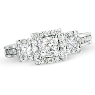 CT. T.W. Princess Cut Diamond Past Present Future® Ring in 14K