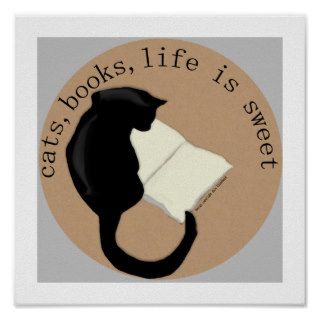 Cats Books Life is Sweet v2 Poster