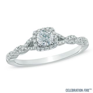 Celebration Fire™ 1/2 CT. T.W. Diamond Frame Twist Engagement Ring
