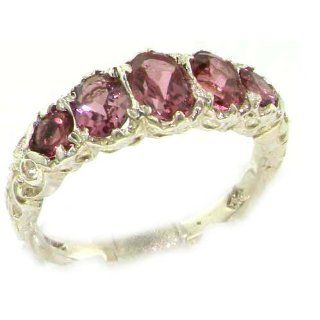 High Quality Solid 14K White Gold Natural Pink Tourmaline English Victorian Ring   Finger Sizes 5 to 12 Available   Perfect Gift for Birthday, Christmas, Valentines Day, Mothers Day, Mom, Grandmother, Daughter, Graduation, Bridesmaid. Jewelry
