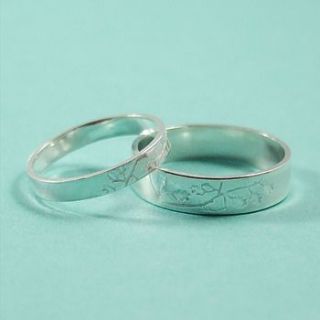 oak leaf wedding bands, in silver or gold by fragment designs