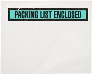 Aviditi PL459 Poly Envelope, Legend "PACKING LIST ENCLOSED", 7" Length x 5 1/2" Width, 2 mil Thick, Green/Black on White (Case of 1000)