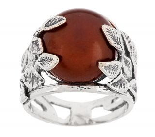 Or Paz Sterling 12.5mm Cultured Pearl Leaf Design Ring —