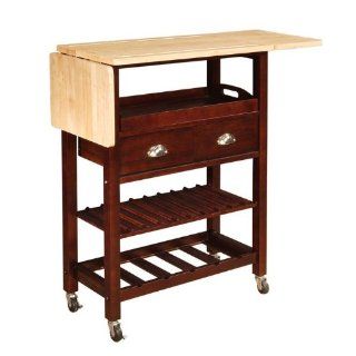 Powell 597 462 Julia "Espresso" Kitchen Cart with Natural Top: Furniture & Decor