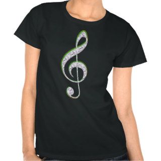 MUSIC Emerald and Diamond Treble Clef Tshirts