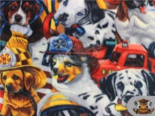 Fleece Fabric Printed *FIREFIGHTER DOG*/ 58" W / Sold by the yard N 462