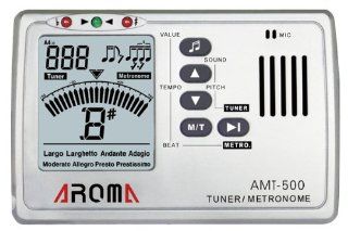 Aroma AMT 500 Tuner&Metronome 3 in 1 Metro Tuner Chromatic Tuner+ Pickup 462#: Musical Instruments