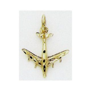 14kt Solid Yellow Gold Airplane Charm  C463: Jewelry