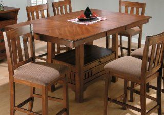 Jofran 477 72 Saddle Brown Oak Rectangular Counter Height Table W/ Leaf   Dining Tables