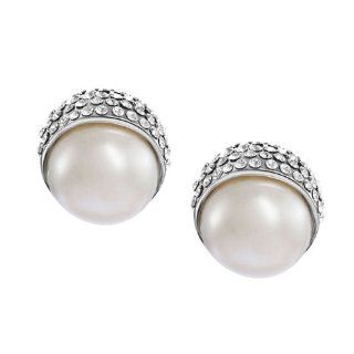 Simulated Pearl Auden Rhinestone Stud Stud Earrings Platinum Plated Jewelry Have Safe Titanium Pin: Jewelry
