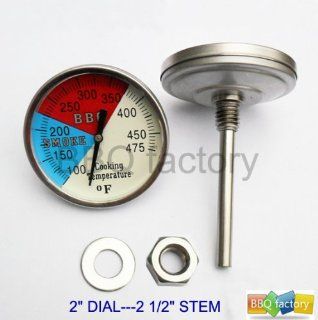 2" 475F BBQ THERMOMETER 2.5" STEM : Grill Thermometers : Patio, Lawn & Garden