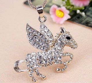 Gold Plated Fashion Crystal Unicorn Long Necklace Pendant / Sweater Chain  (With Cutely Gift Box)        FREE Shipping From USA  takes 2 6 working days with shelley.kz INC          Jewelry Organizers