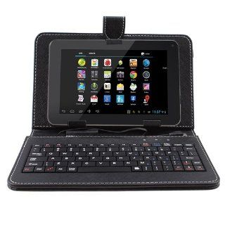 AGPtek 7" Android 4.1 Jelly Bean Dual Core Cortex A9 1.5 GHz 512MB/4GB 1024*600 HD Capacitive Tablet PC 0.3 Mega Front Camera With Black 7 inch Micro USB Keyboard Protective Leather Case Stand Electronics