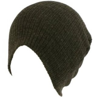 Gossip Girl Ribbed Beanie Slouchy Knit Hat Dark Gray: Knit Caps: Clothing