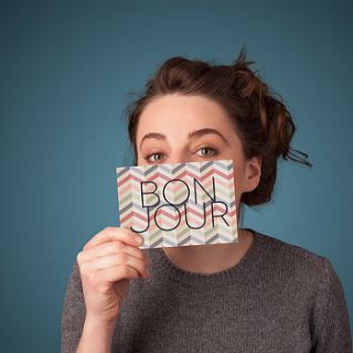 'bonjour' 10 note cards and envelopes by paperpaper