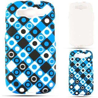 Cell Armor SAMI747 PC JELLY TE492 H Hybrid Fit On Jelly Case for Samsung Galaxy S3   Retail Packaging   Trans. Black/Blue/White Dots in Squares: Cell Phones & Accessories