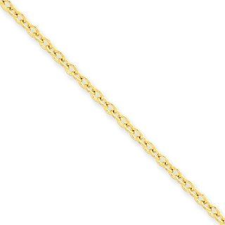 2.4mm, 14 Karat Yellow Gold, Round Open Link Cable Chain   18 inch: Chain Necklaces: Jewelry