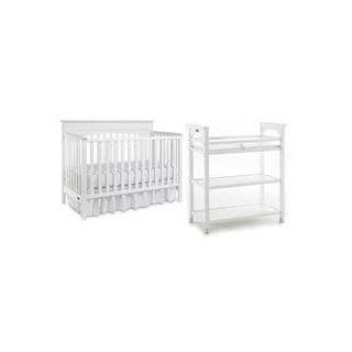 Graco Lauren Classic Two Piece Convertible Crib Set Crib and Changing Table WHITE  Baby