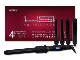 HSI PROFESSIONAL CURLING IRON SET. 4 BARREL SIZES 3/4",1",1.5" AND 3/4 1" DUAL VOLTAGE 110 220V PROFESSIONAL SALON MODEL. FREE GLOVE INCLUDED WITH CURLING WAND.: Health & Personal Care