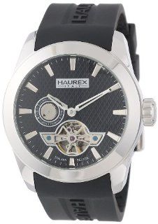 Haurex Italy Men's CA501UNN Magister Auto Round Stainless Steel Black Silicone Automatic Watch Watches