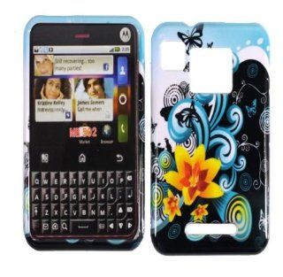 Blue Flower Hard Cover Case for Motorola Charm MB502: Cell Phones & Accessories