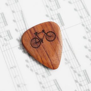 personalised wooden bicycle plectrum by maria allen boutique