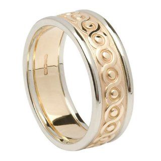 Mens Celtic Knot Irish Wedding Ring 14k Two Tone Gold Irish Made: Jewelry