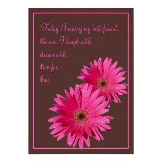 Pink Gerbera Daisy Wedding Invitation