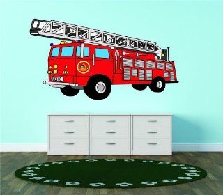 PRESCHOOL Red Firetruck Childrens Boys Bedroom Living Room Picture Art Graphic Design Image Vinyl Wall Decal Peel & Stick Sticker Mural Size  20 Inches X 40 Inches   22 Colors Available   Wall Decor Stickers  