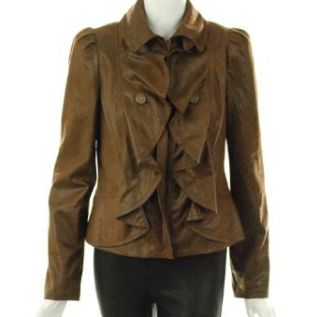 INC International Concepts Ruffle Front Jacket Colt Brown M at  Womens Clothing store